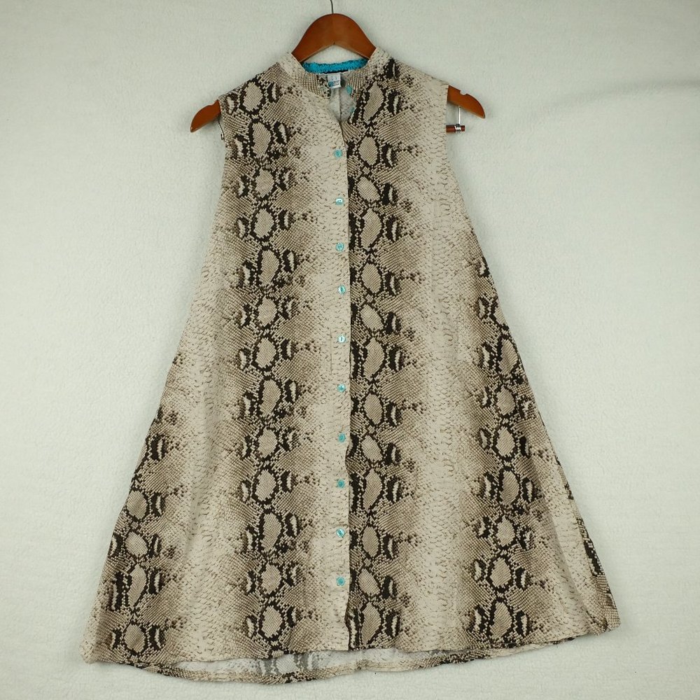 Another Story Womens Tunic Top Medium White Black Snake Skin Stretchy Retro